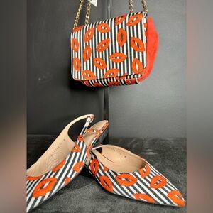 Stuart Weitzman lips kiss set purse and shoes